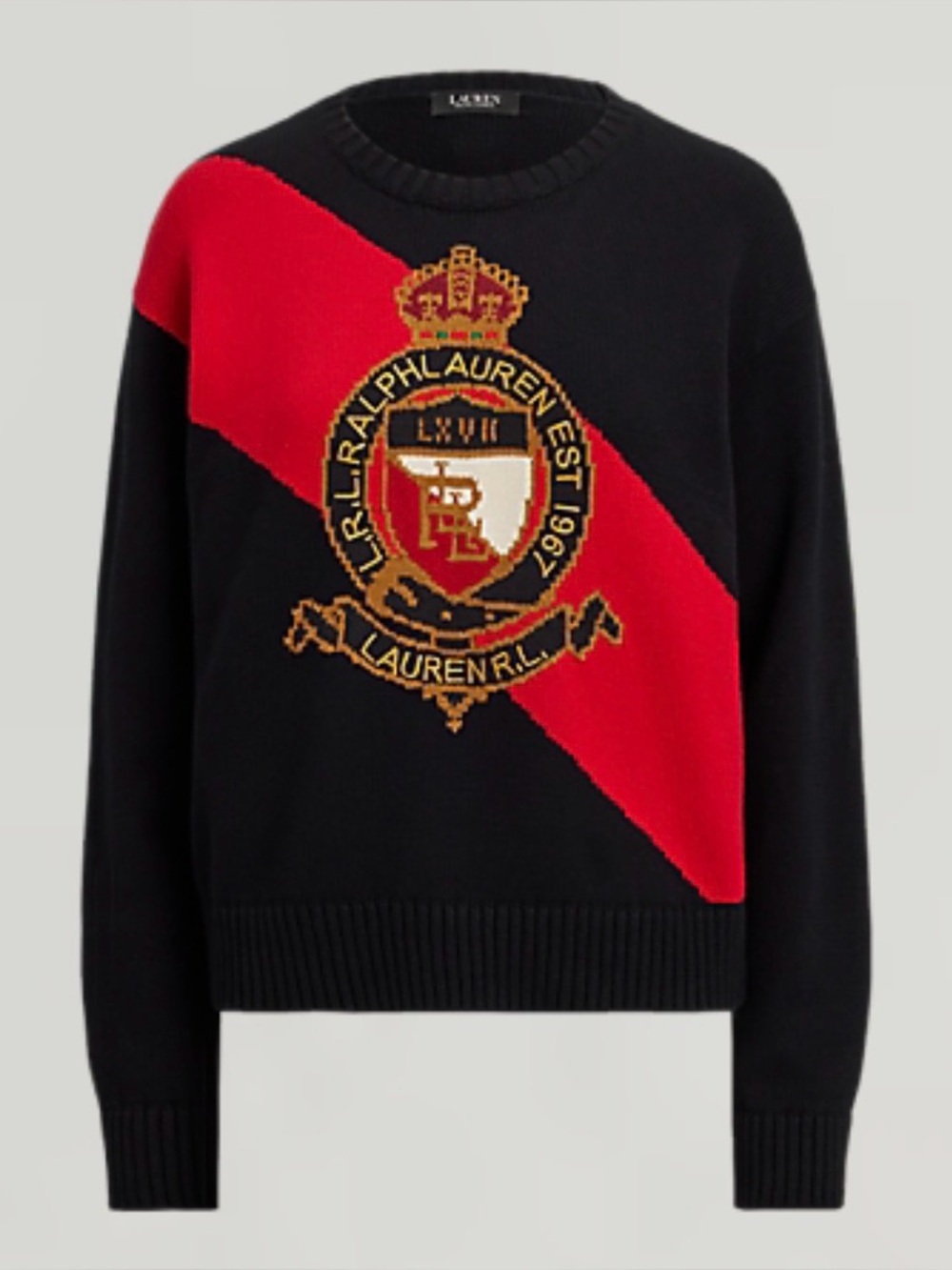 NWT Ralph Lauren Color-Blocked Crest Cotton Sweater